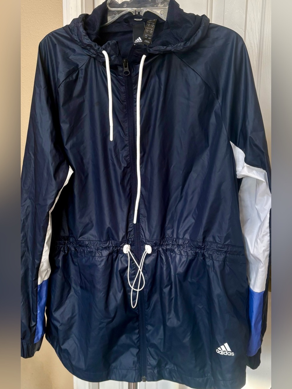 adidas Navy Windbreaker Jacket with White Accents